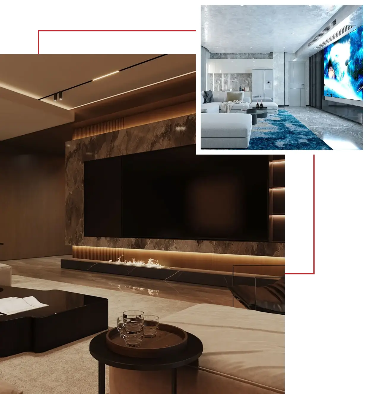 Modern living room with luxury decor elements.