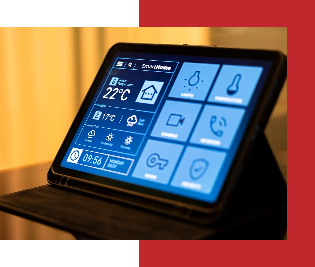 Smart home control panel on tablet.