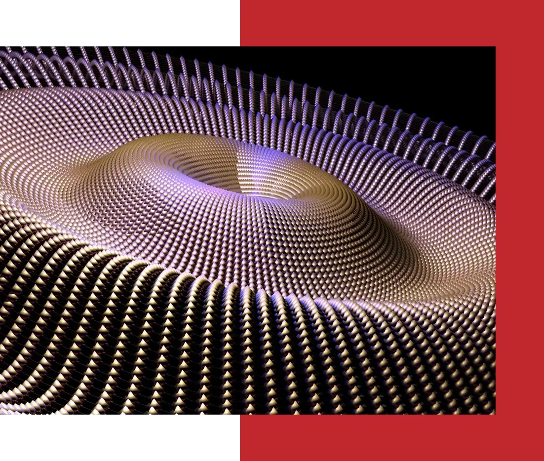 Abstract 3D pattern with red background.