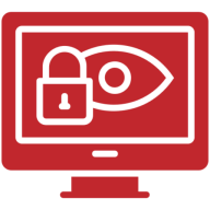 Computer screen displaying eye and padlock icon.