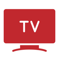Red TV icon on black background.